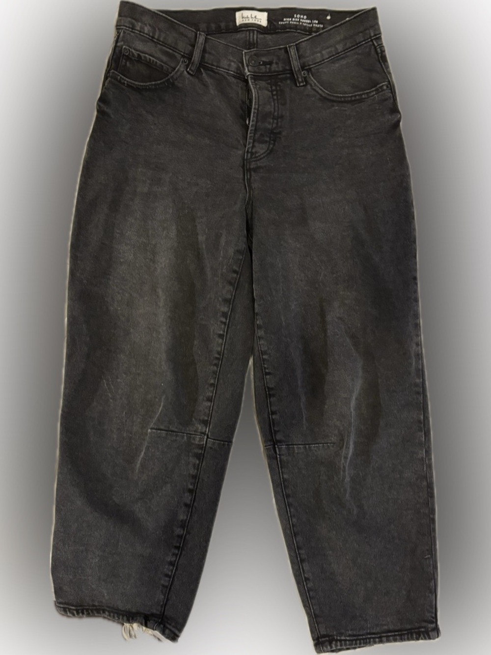 Nicole Miller Black Washed High-Rise Barrel Leg Jeans
